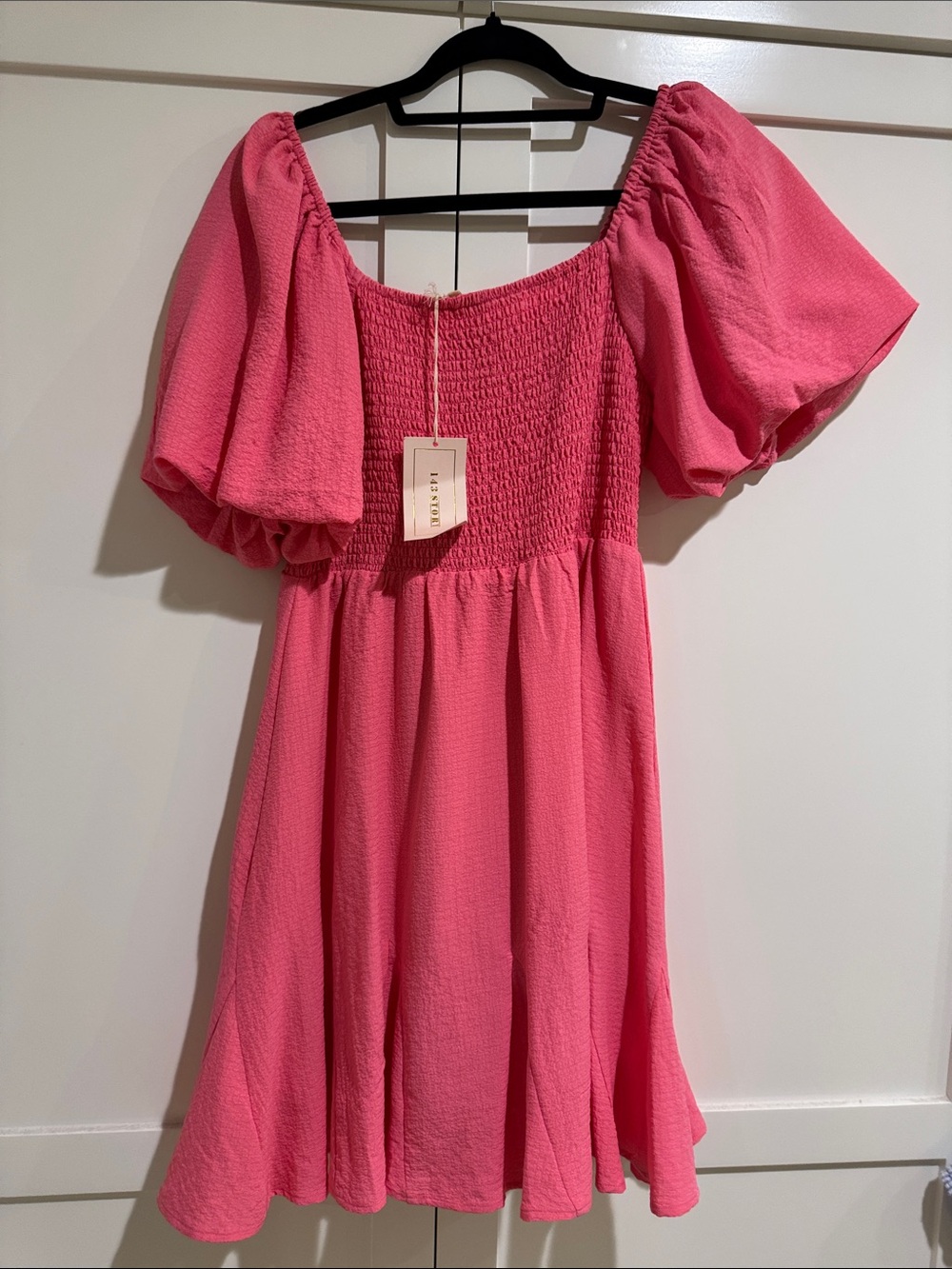 Women’s  Puff-Sleeve Pink Dress